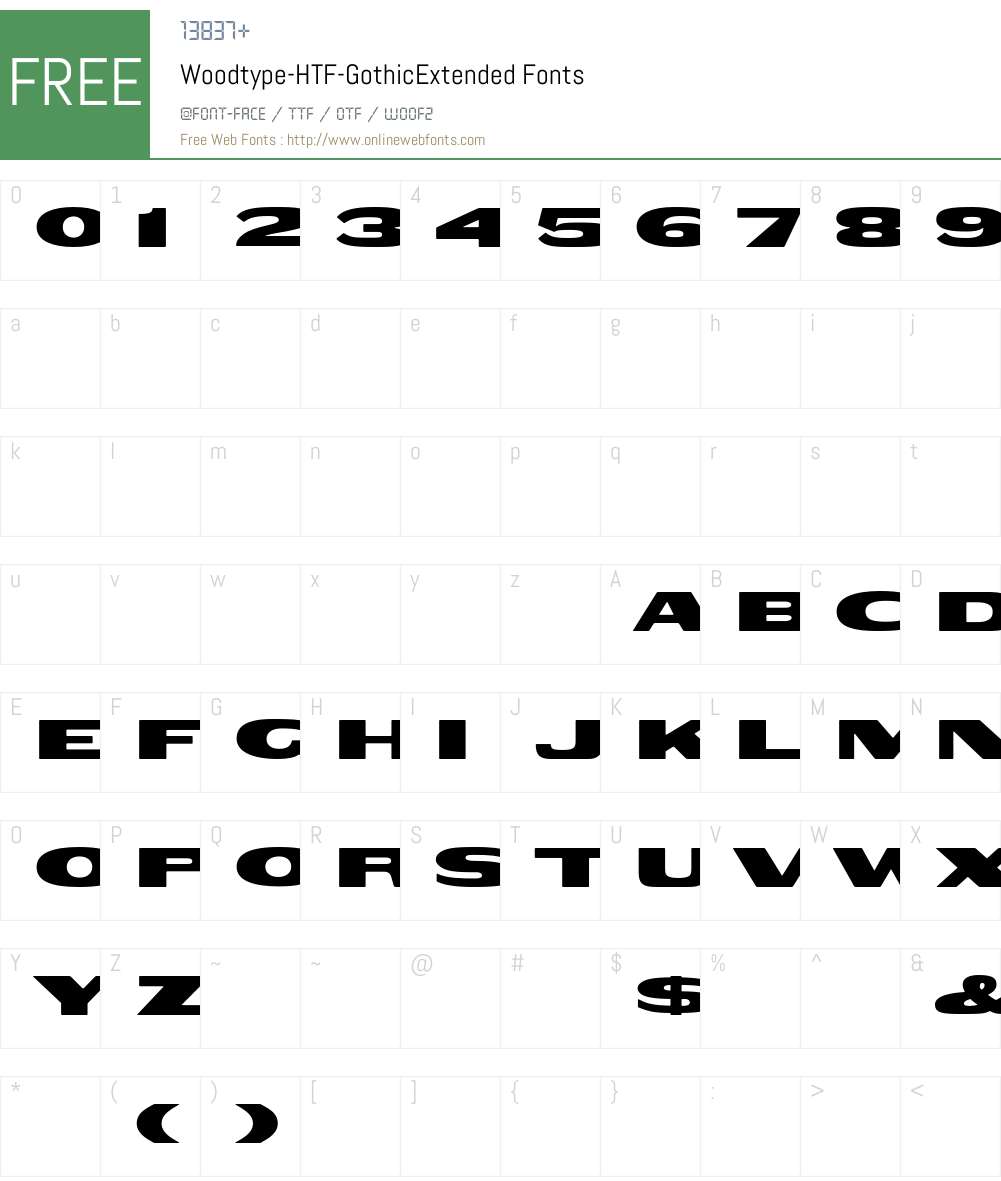 Woodtype-HTF-GothicExtended Font Screenshots