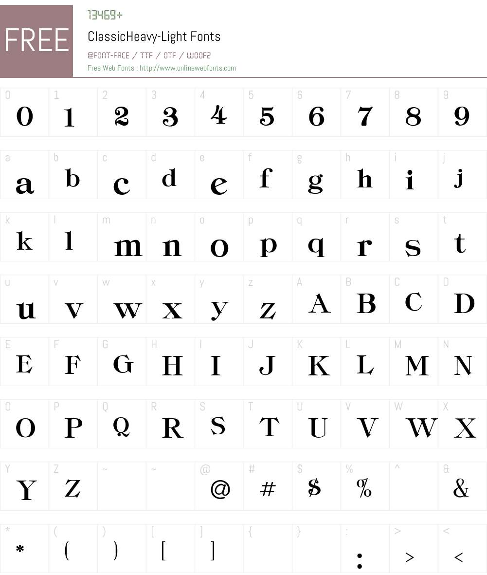 ClassicHeavy-Light Font Screenshots