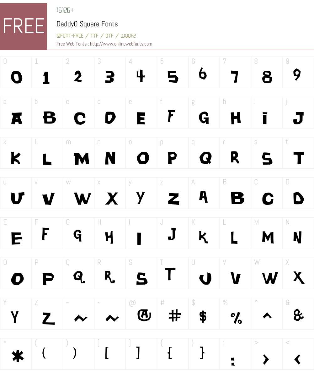 DaddyO Font Screenshots