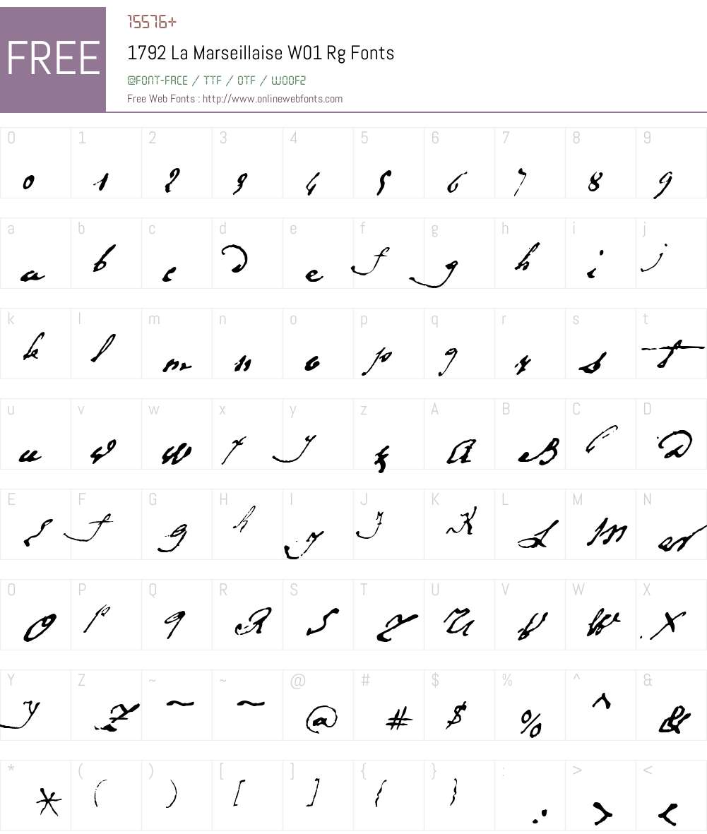 1792LaMarseillaiseW01-Rg Font Screenshots