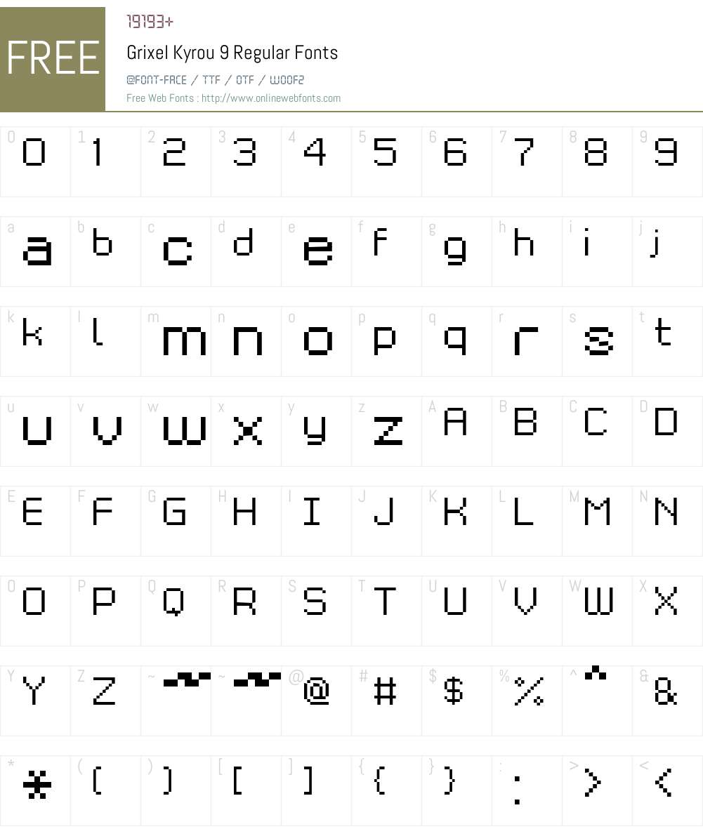 Grixel Kyrou 9 Regular Font Screenshots