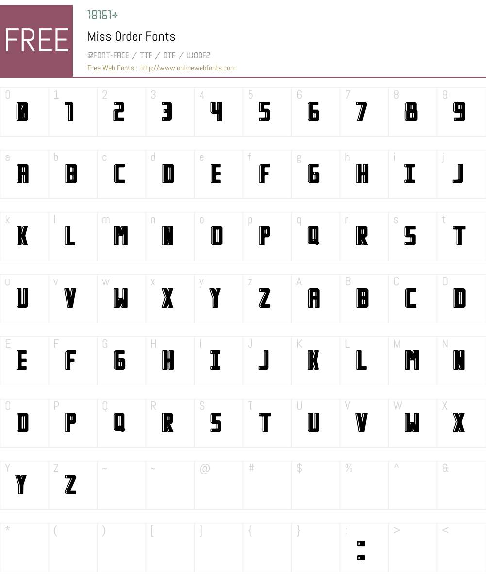 Order Font Miss Order 1.00;November 12, 2018;FontCreator 11.0.0.2388 64-bit Fonts ...