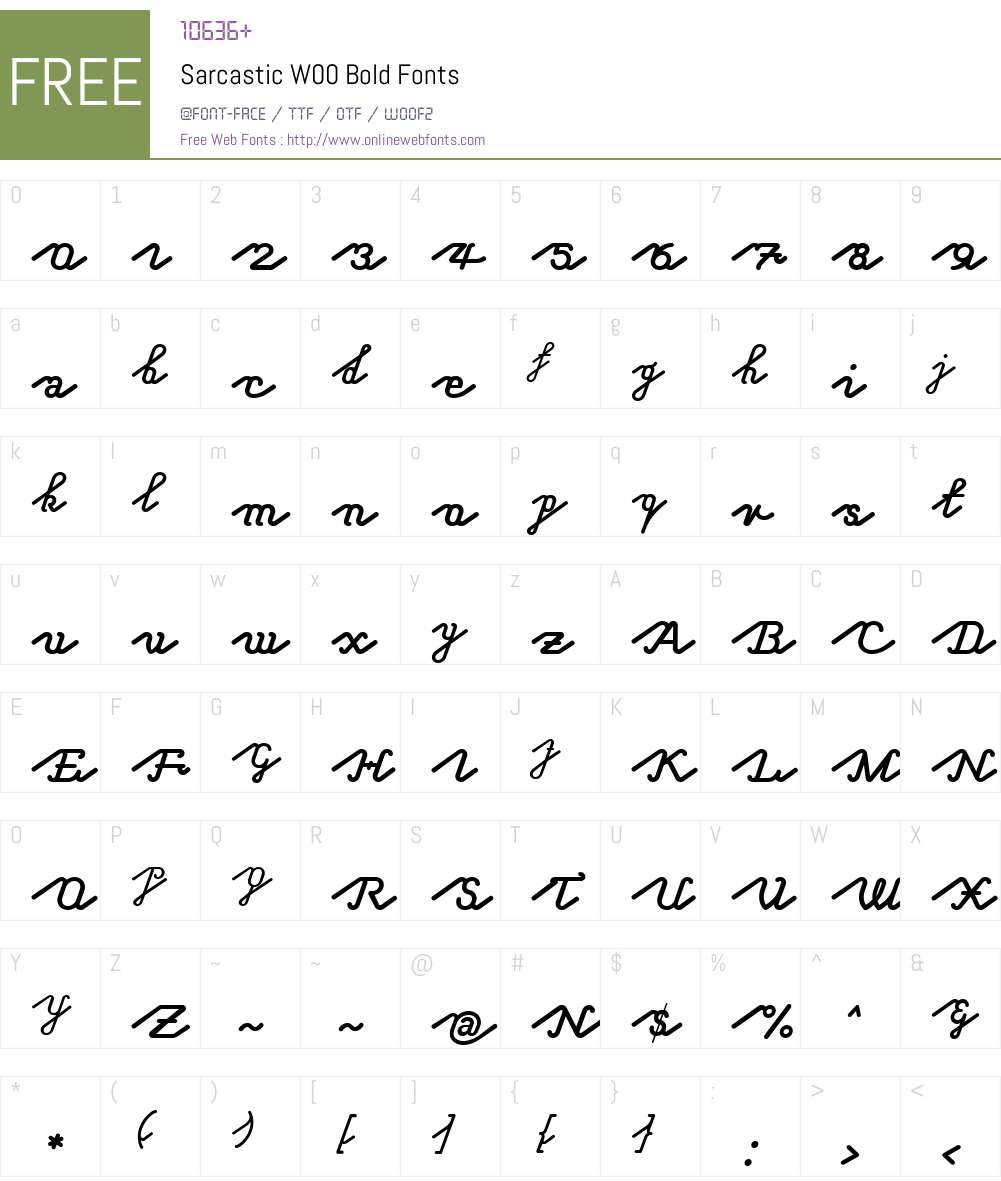 SarcasticW00-Bold Font Screenshots