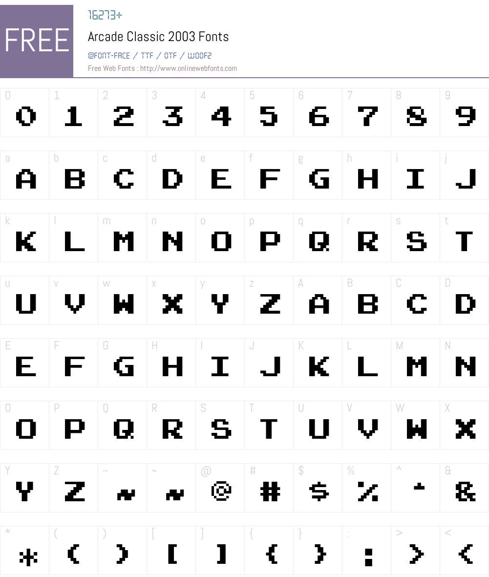ArcadeClassic2003 Font Screenshots