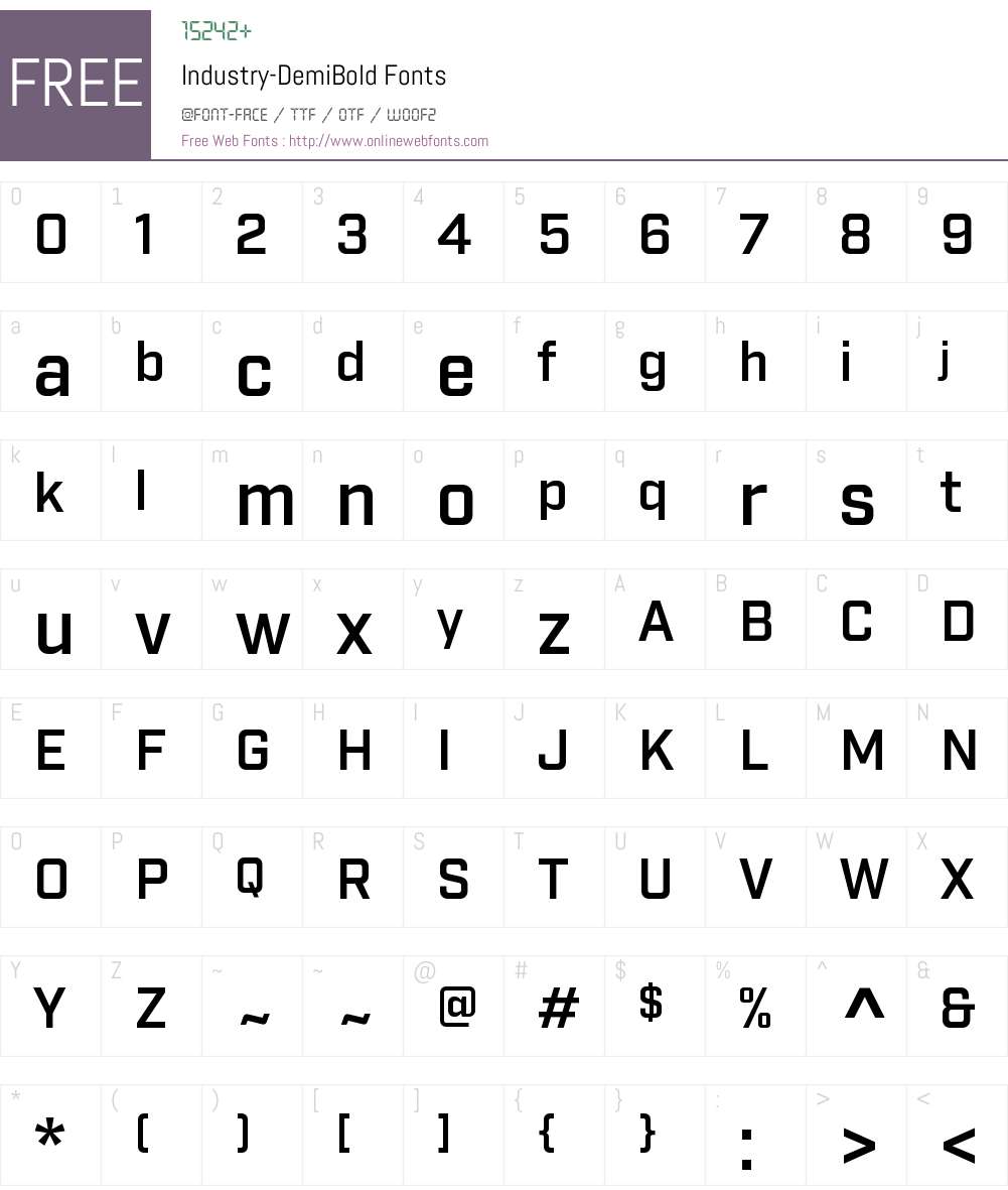Industry DemBd Font Screenshots