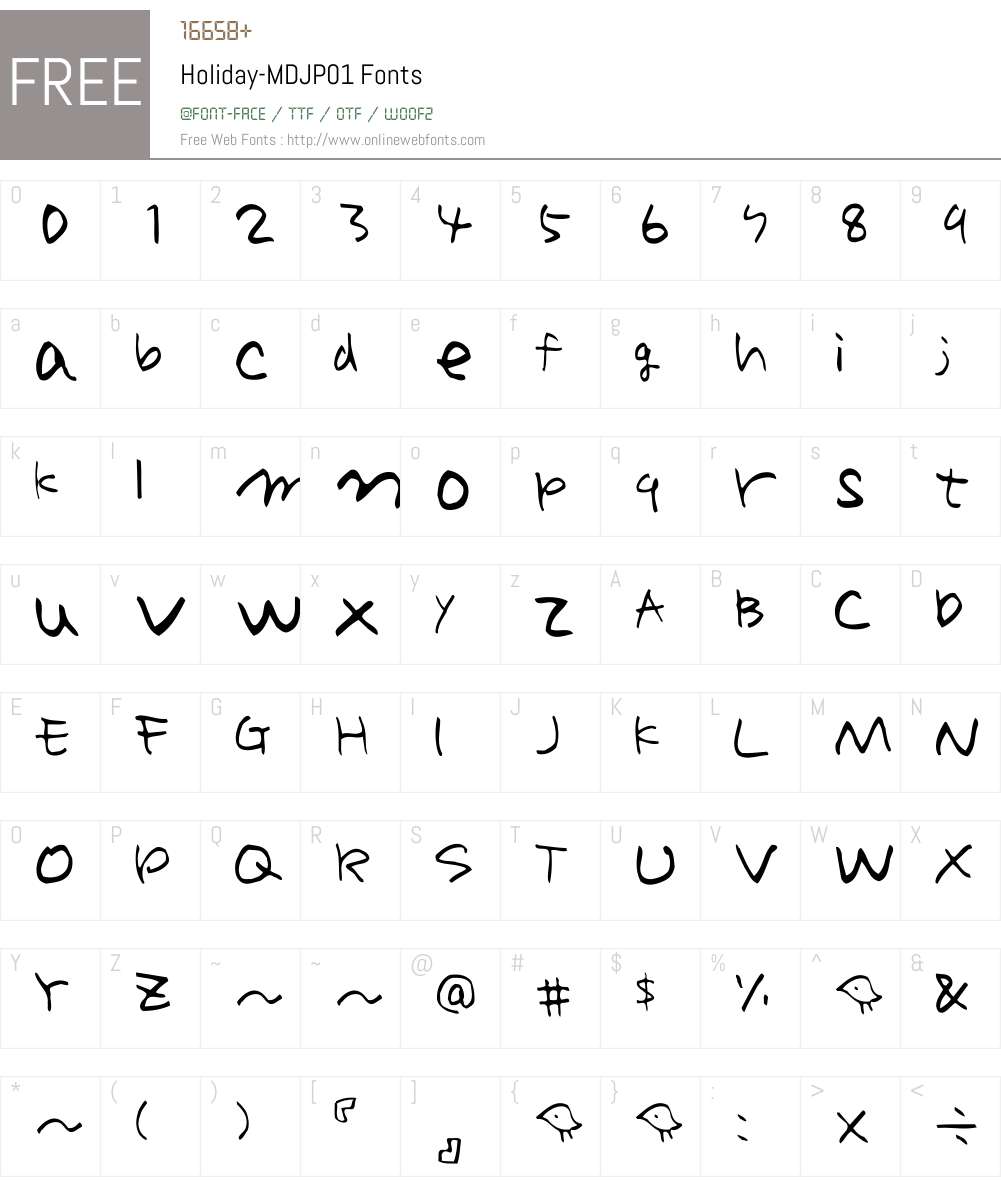 Holiday-MDJP01 Font Screenshots