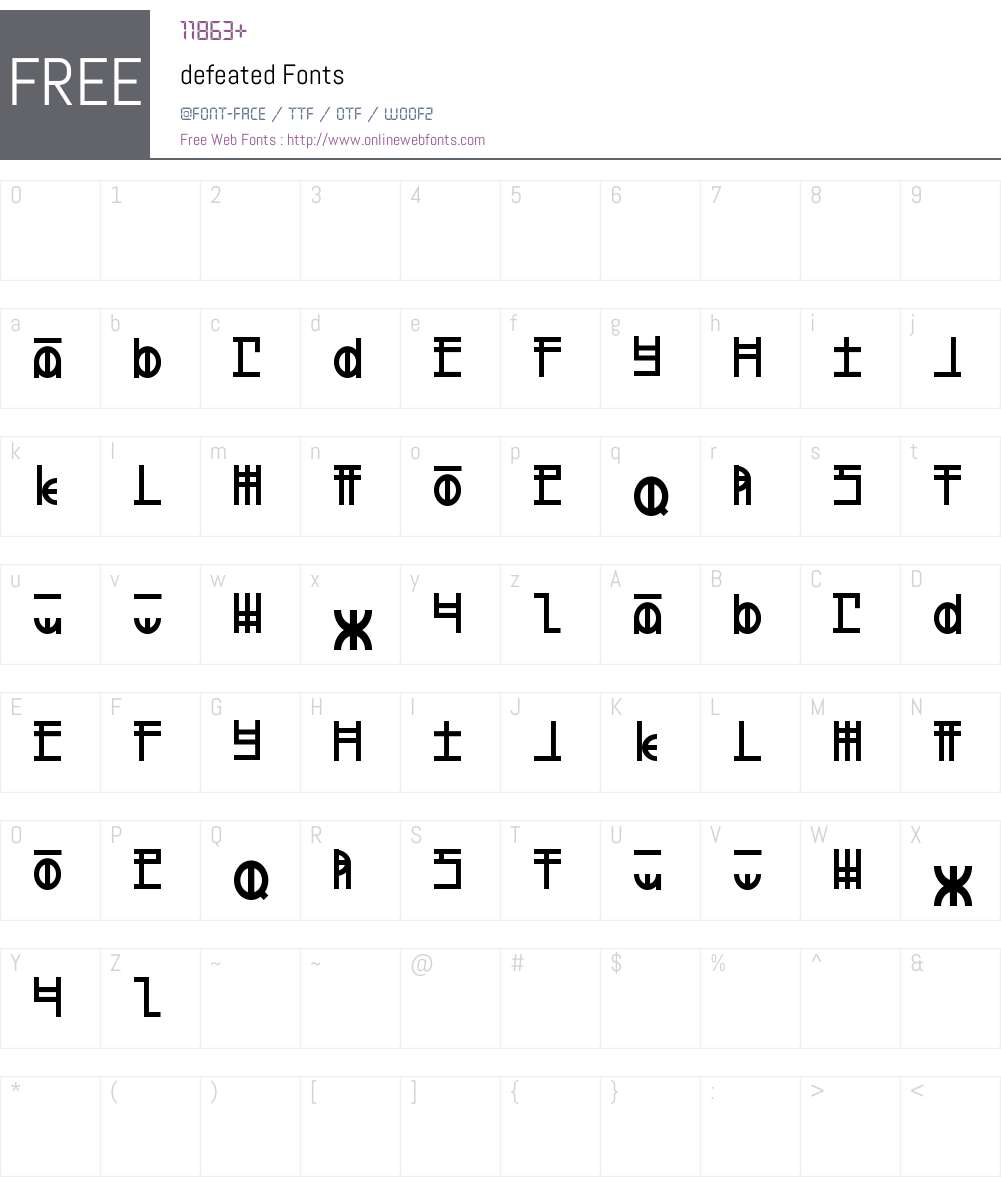 defeated Font Screenshots