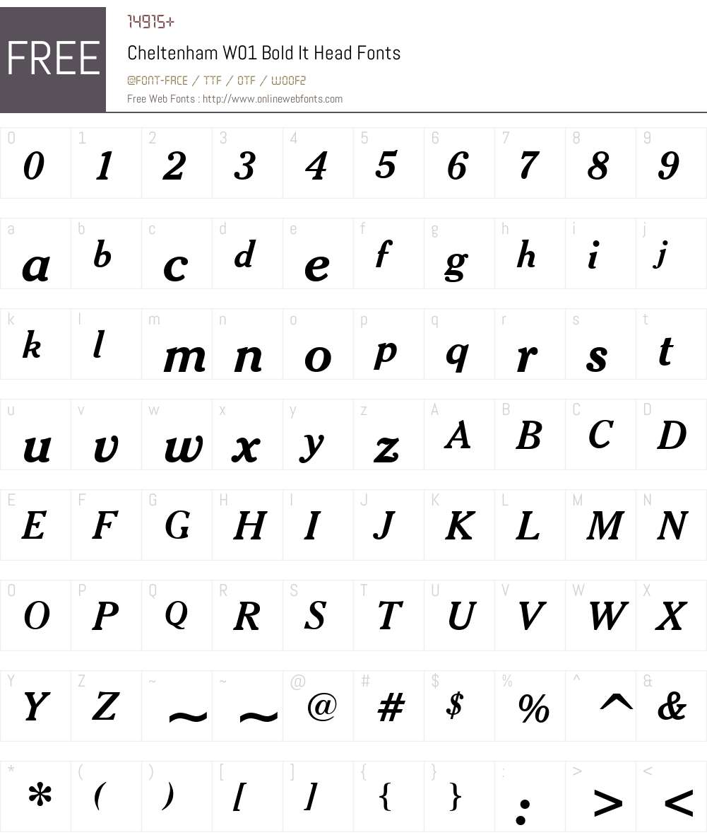 CheltenhamW01-BoldItHead Font Screenshots