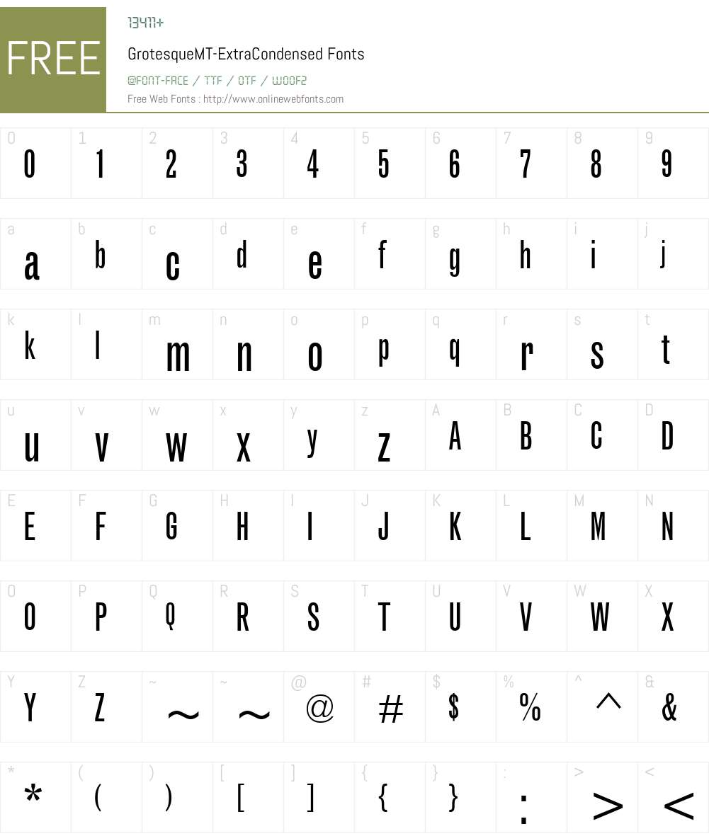 GrotesqueMT-ExtraCondensed Font Screenshots