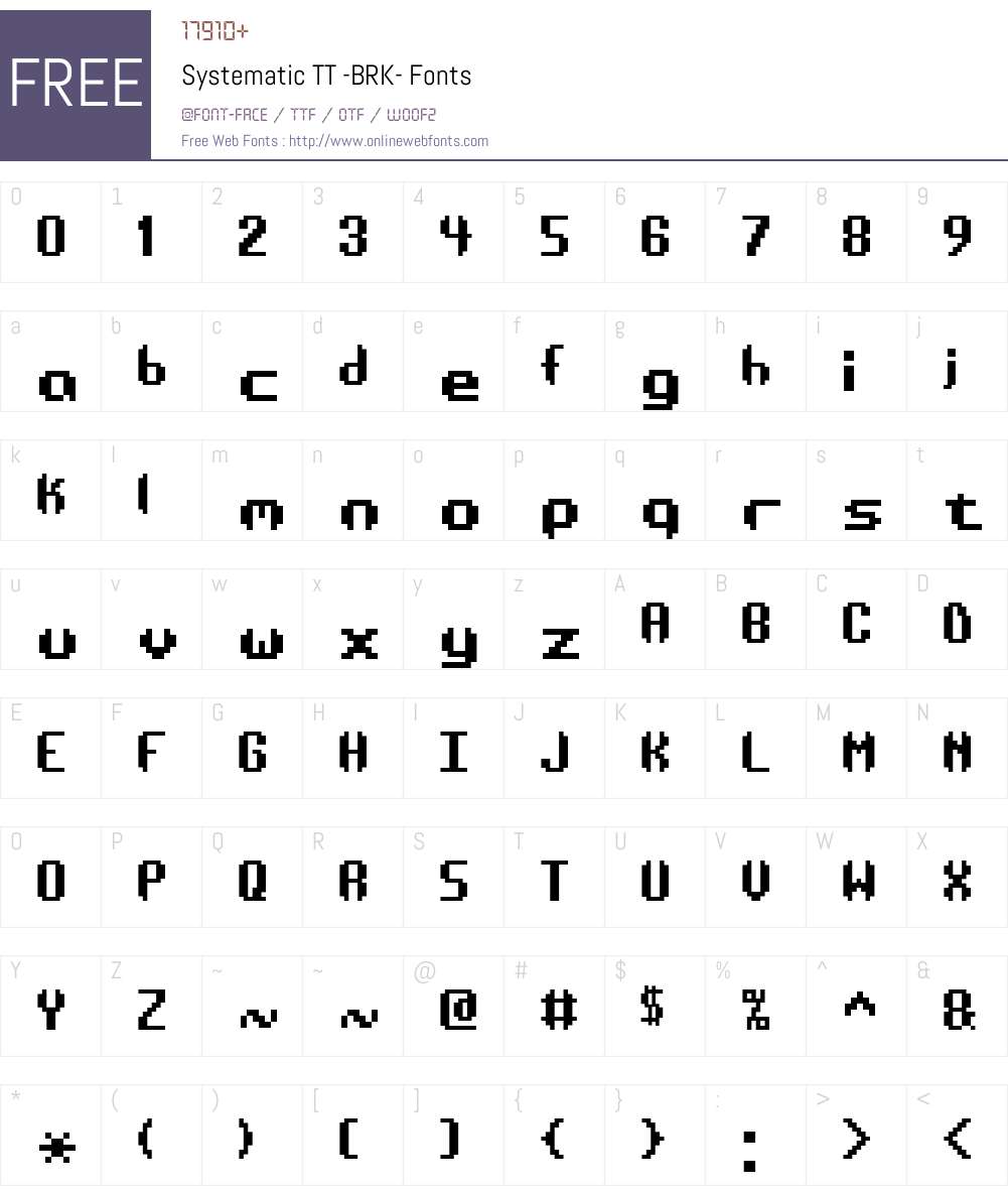 Systematic TT (BRK) Font Screenshots