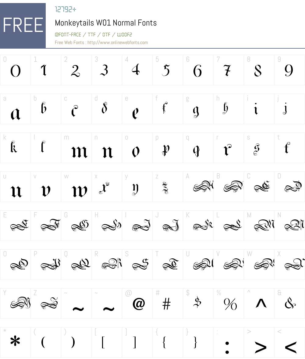 MonkeytailsW01-Normal Font Screenshots