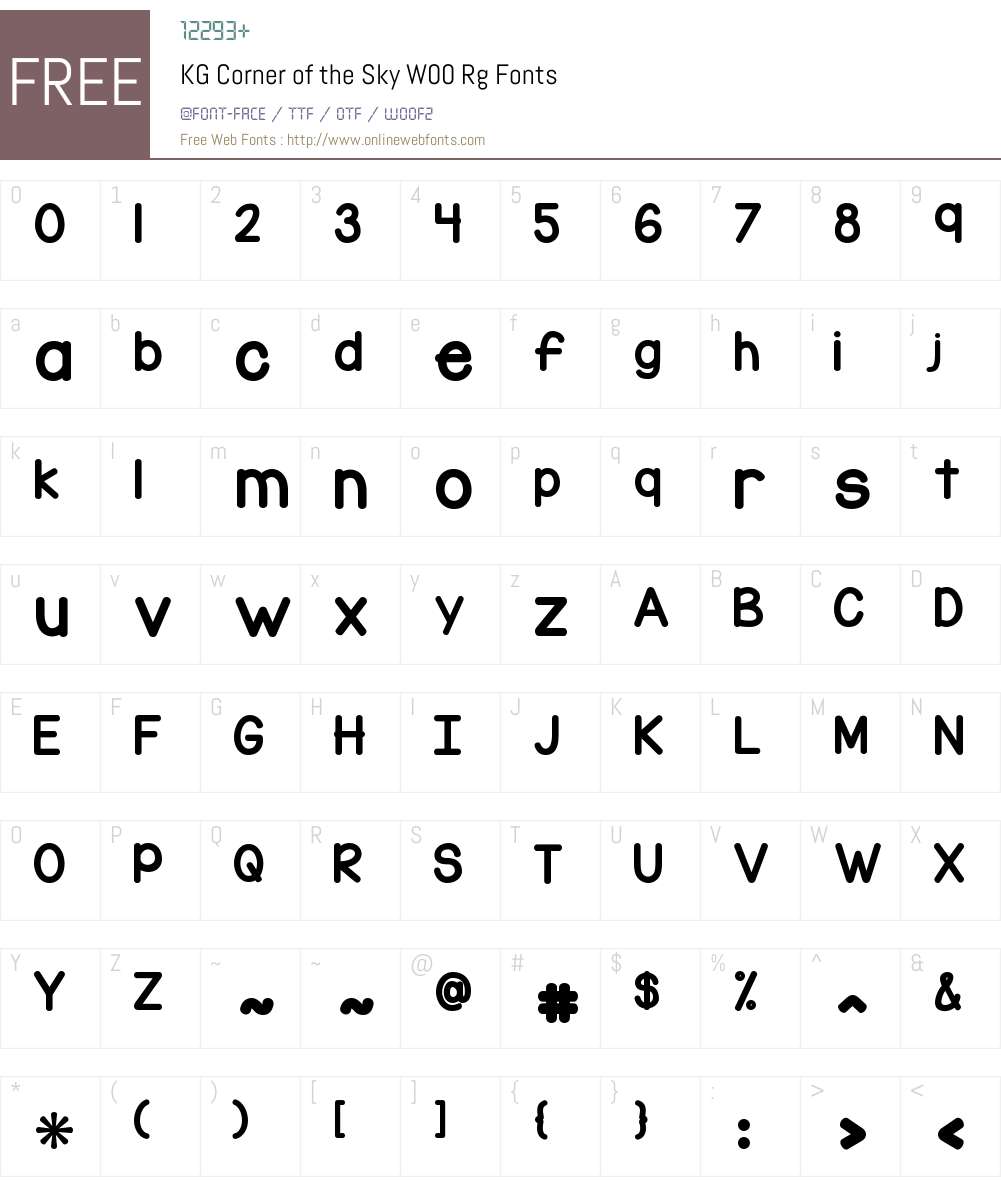 KGCorneroftheSkyW00-Regular Font Screenshots