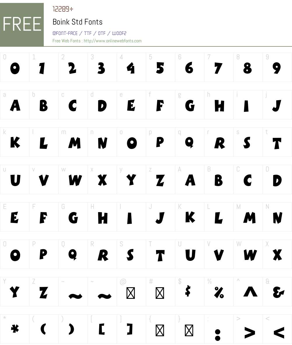 Boink Std Font Screenshots