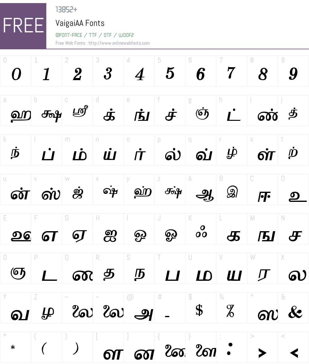 Vaigai Font Screenshots
