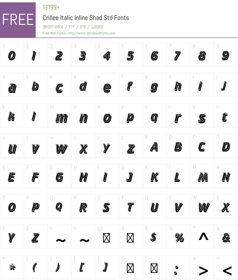Crillee Italic Inline Shad Std Font Screenshots