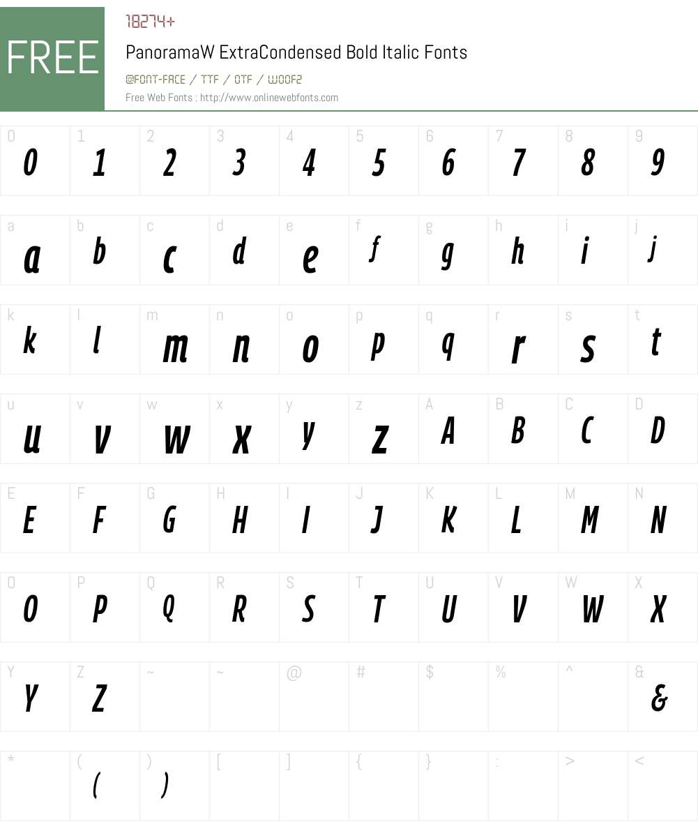 PanoramaW ExtraCondensed Font Screenshots