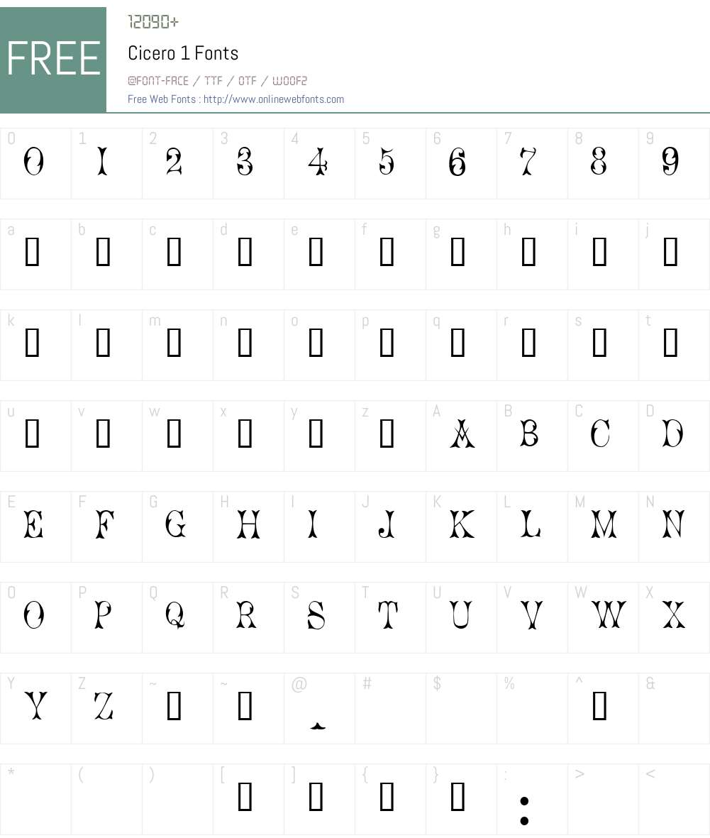 Cicero 1 Font Screenshots
