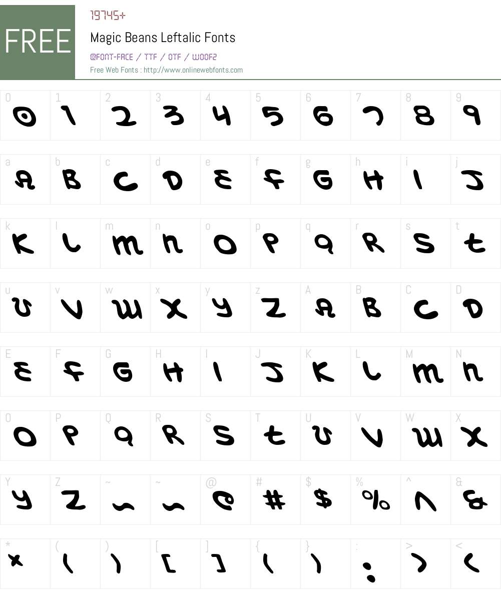 Magic Beans Leftalic Font Screenshots