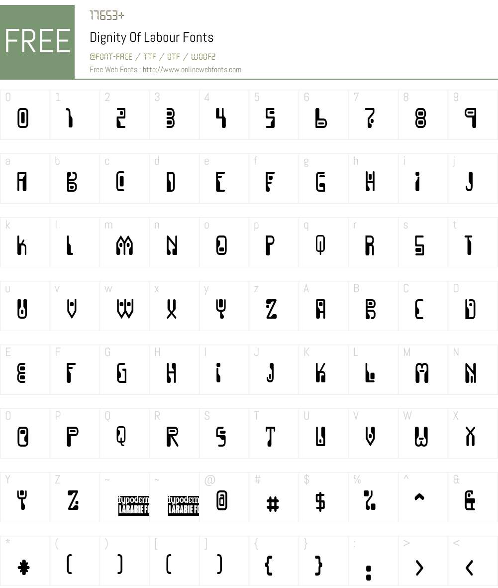 Dignity Of Labour Font Screenshots