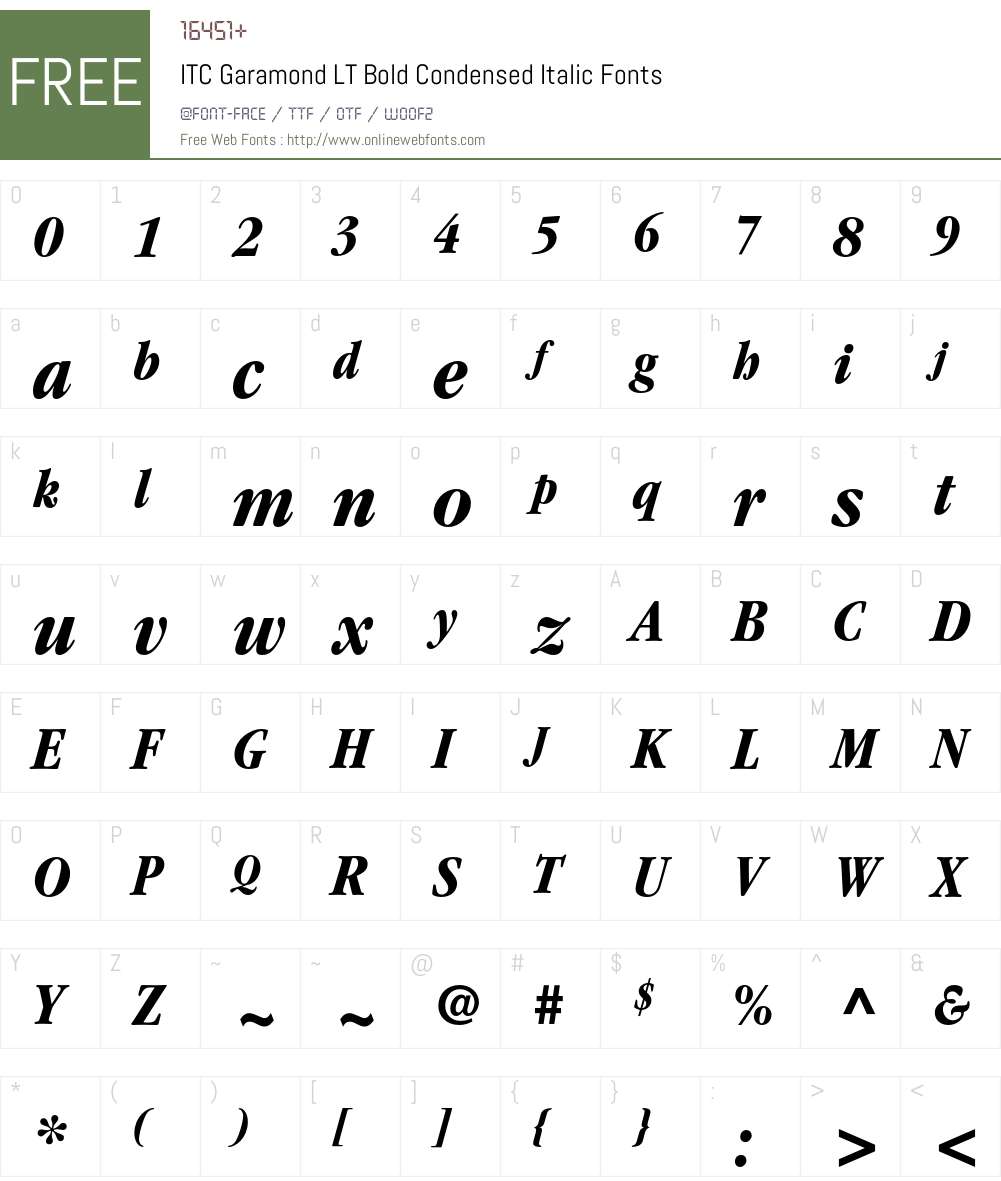 ITC Garamond LT Font Screenshots