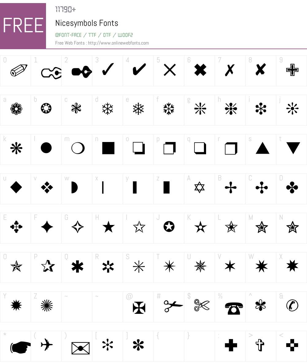 Nicesymbols Font Screenshots