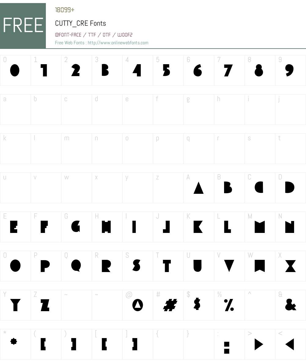 CUTTY_CRE Font Screenshots