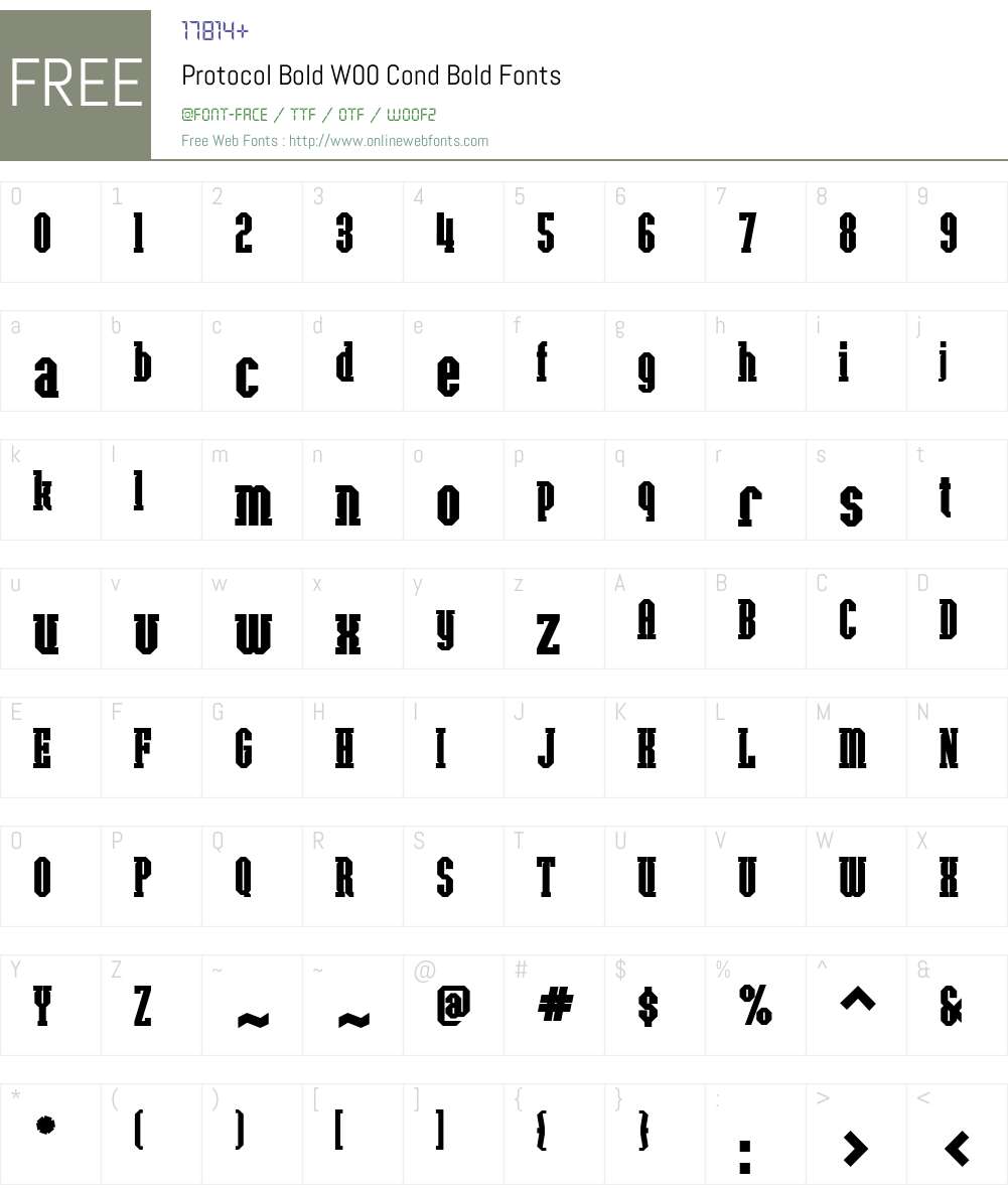 ProtocolBoldW00-CondBold Font Screenshots