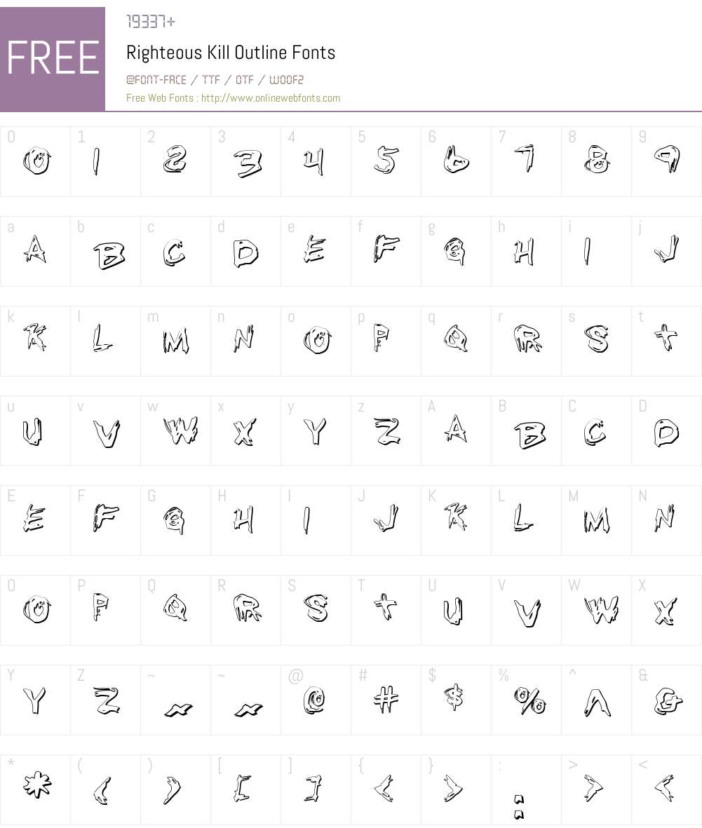 Righteous Kill Outline Font Screenshots