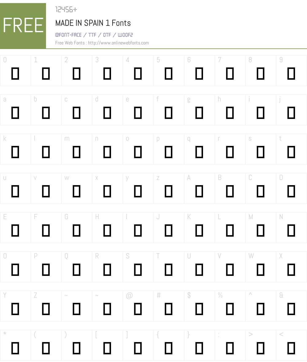 MADE IN SPAIN 1 Font Screenshots