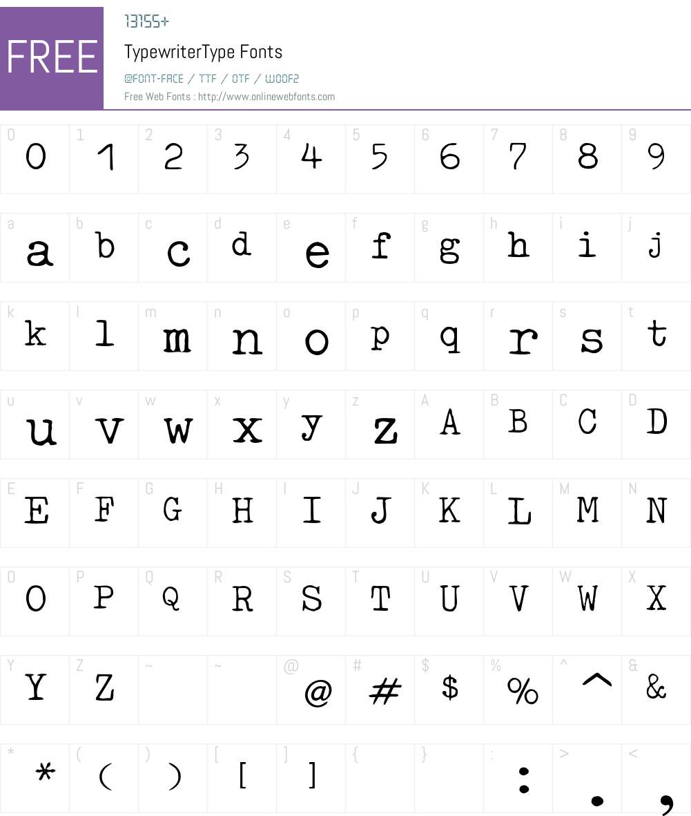 TypewriterType Font Screenshots