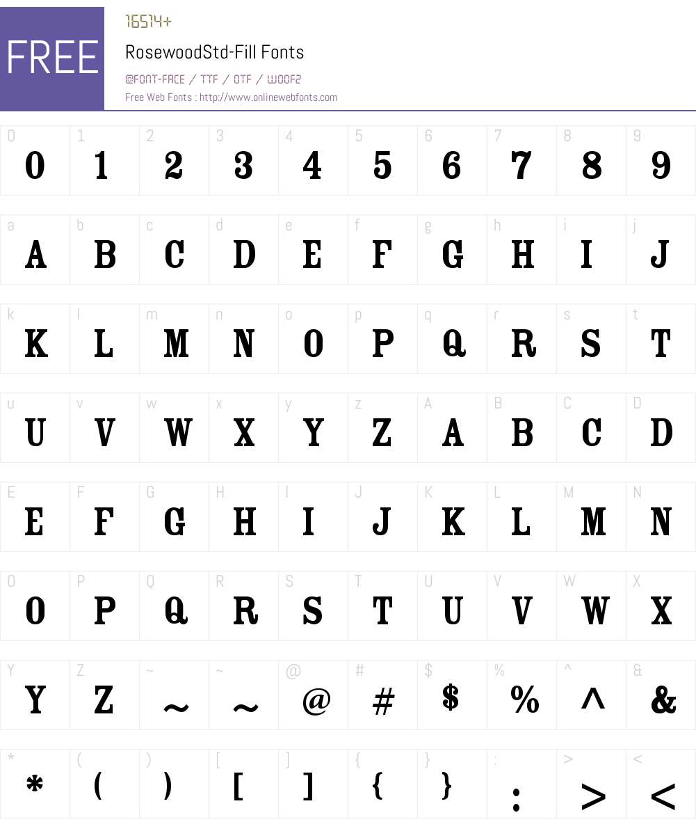 Rosewood Std Fill Font Screenshots