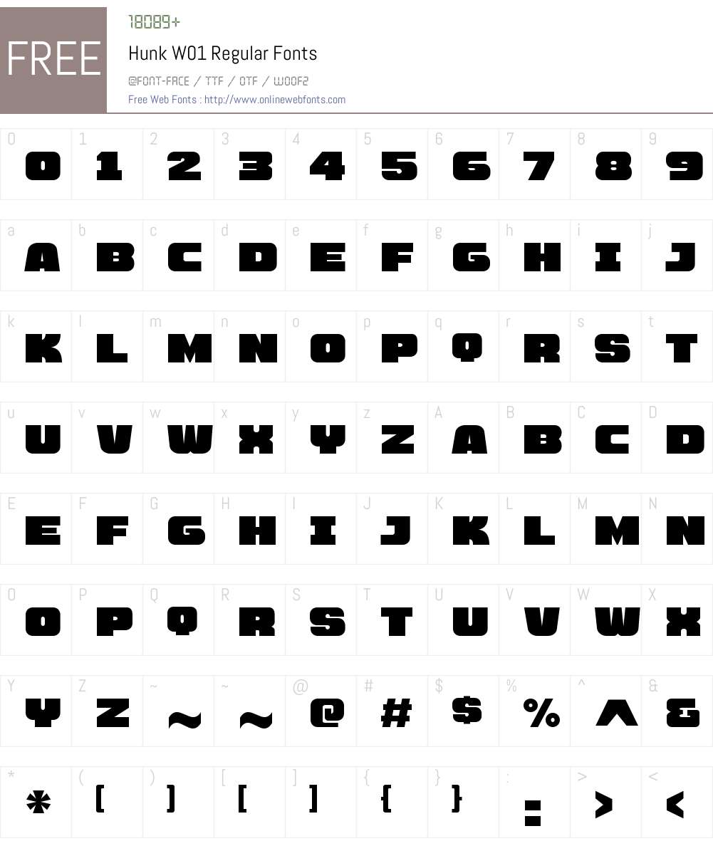 HunkW01-Regular Font Screenshots