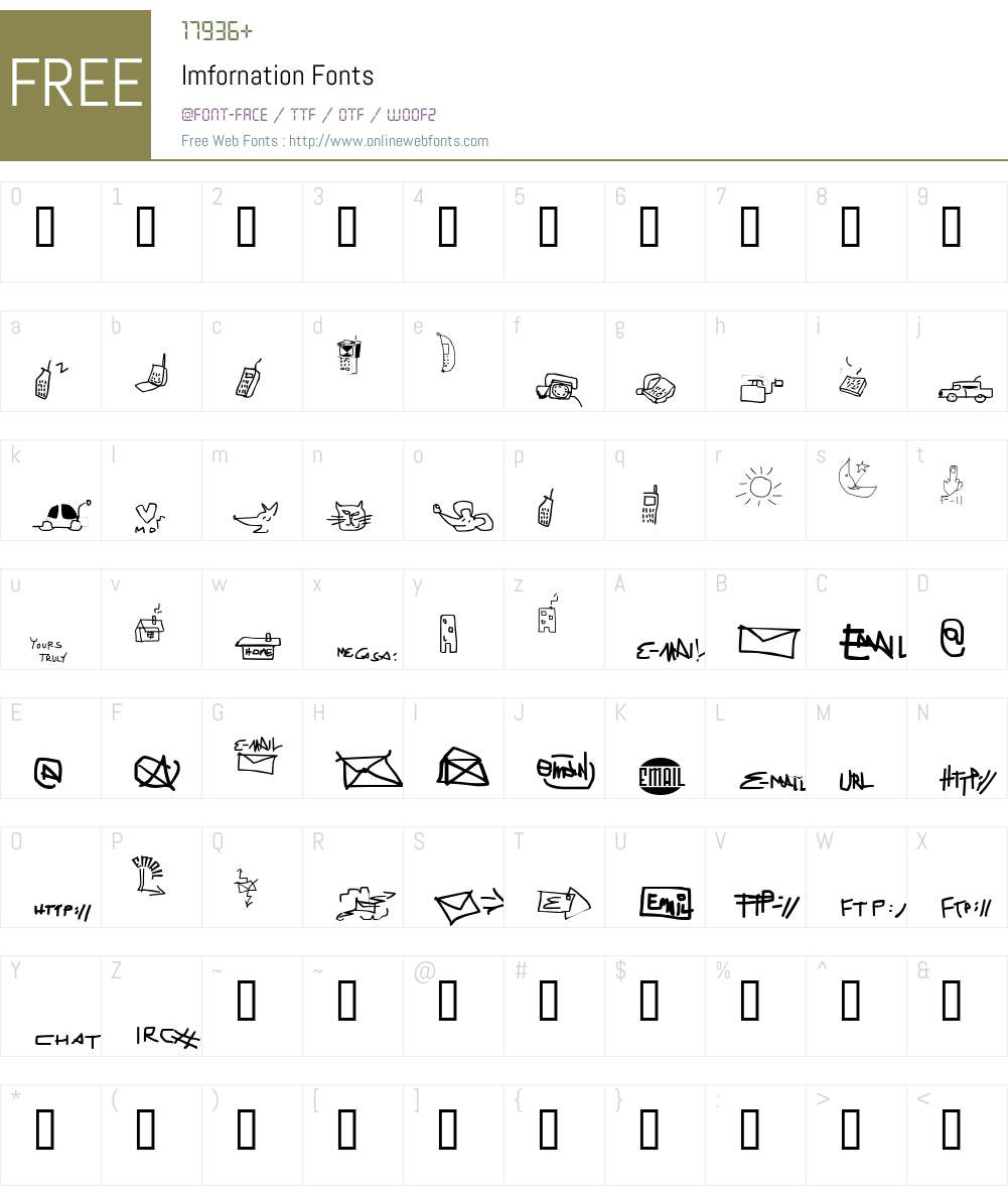 Imfornation Font Screenshots