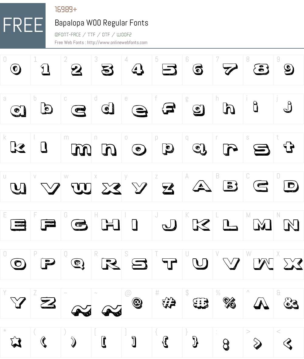 BapalopaW00-Regular Font Screenshots
