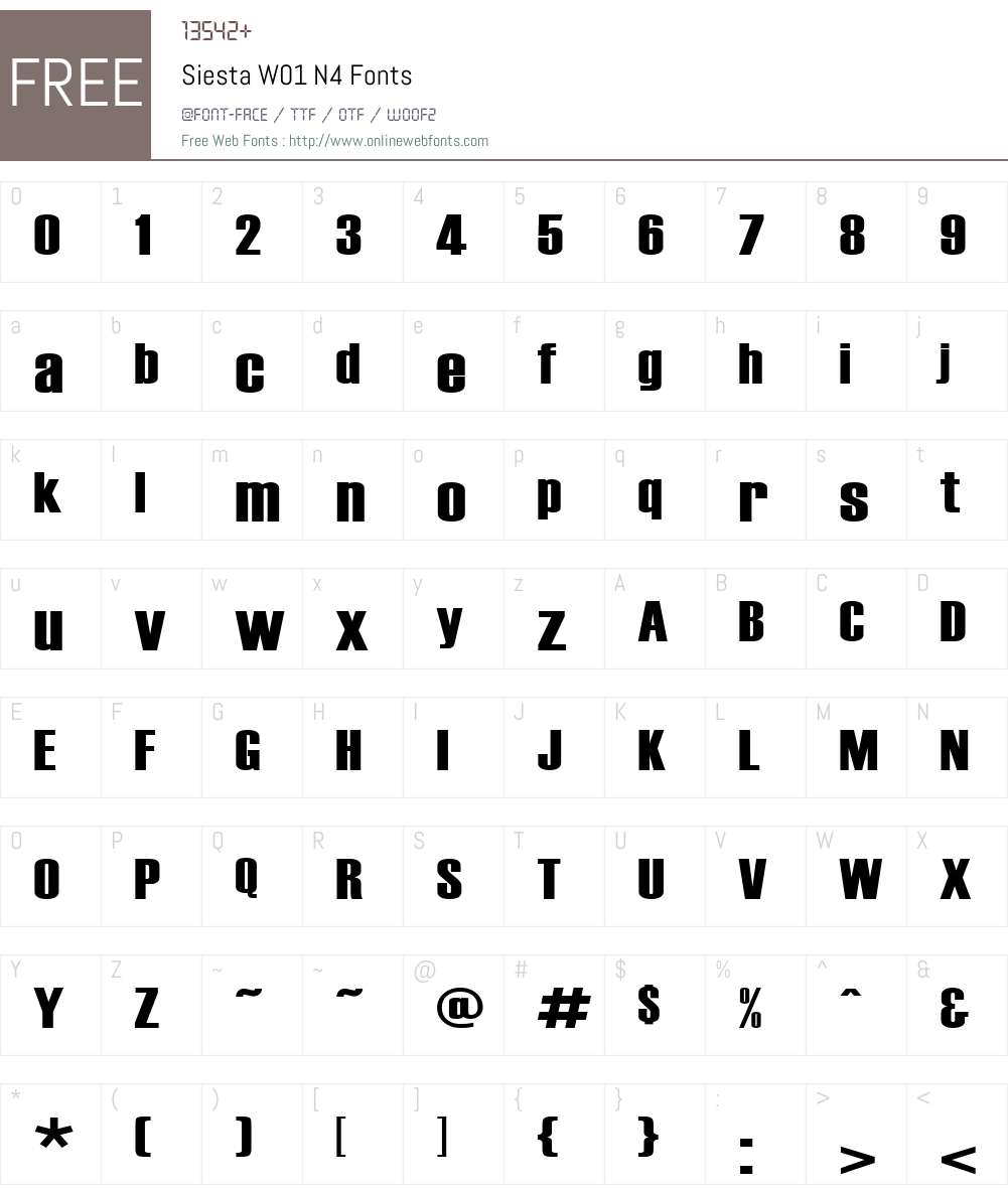 SiestaW01-N4 Font Screenshots