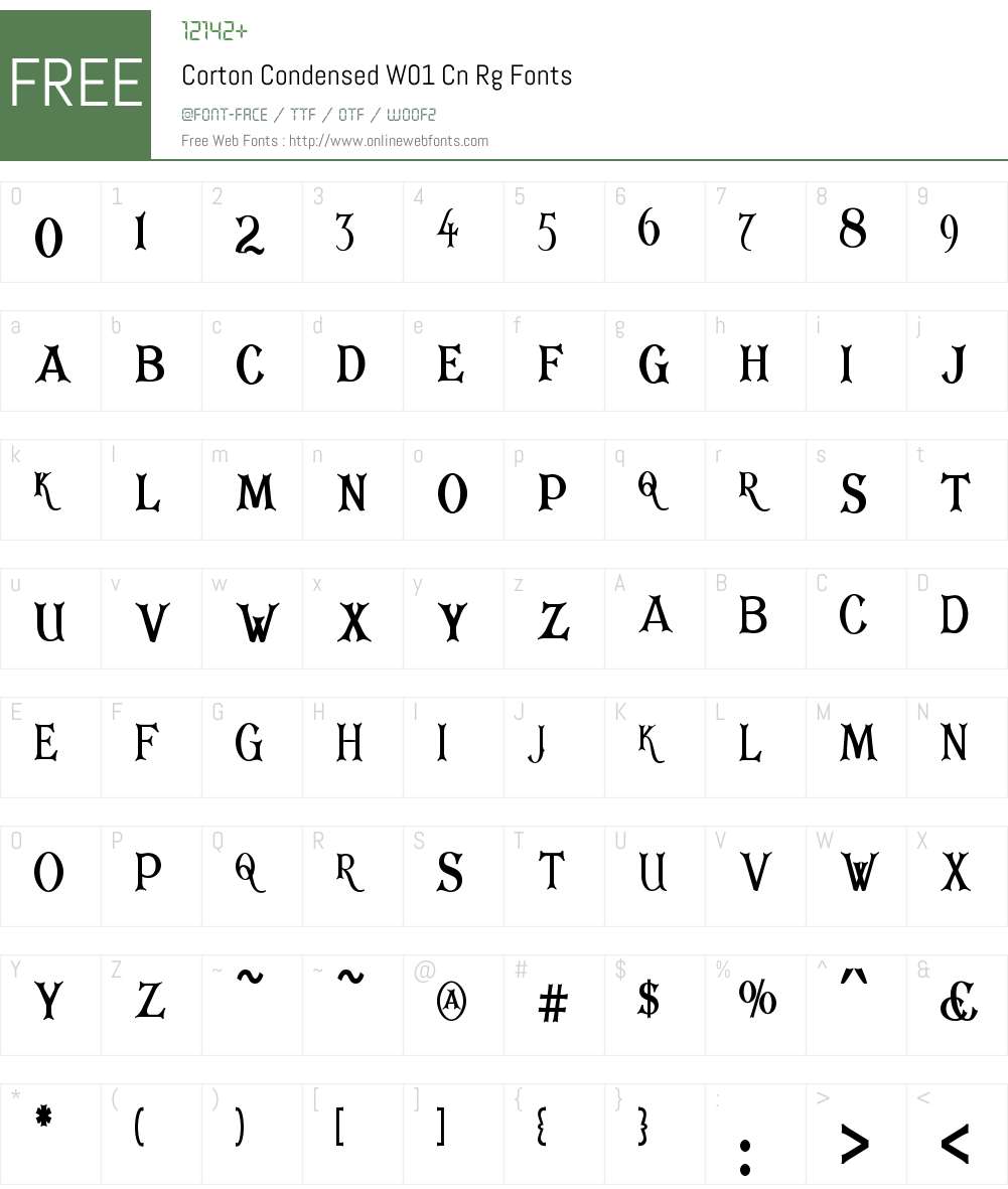 CortonCondensedW01-CnRg Font Screenshots