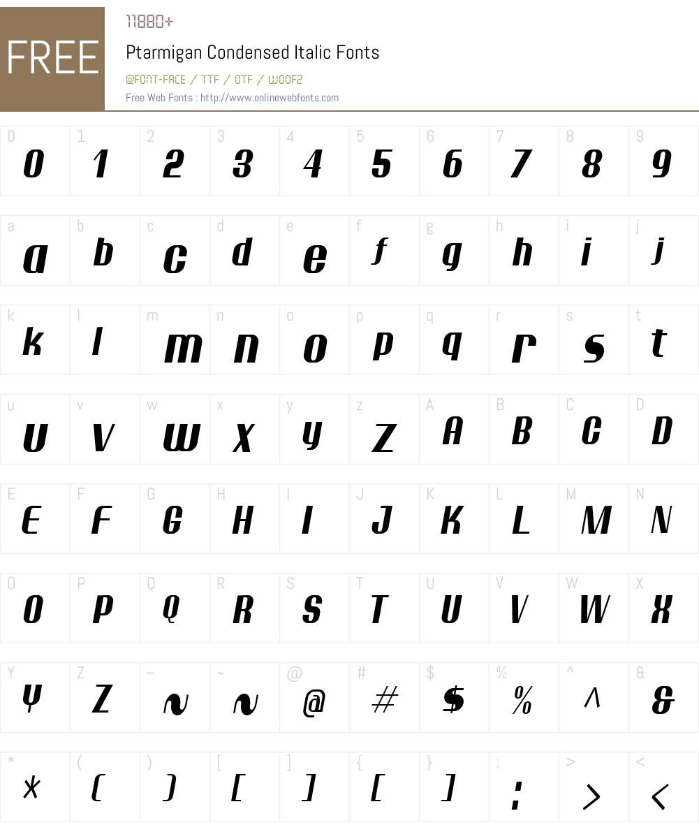 Ptarmigan Condensed Font Screenshots