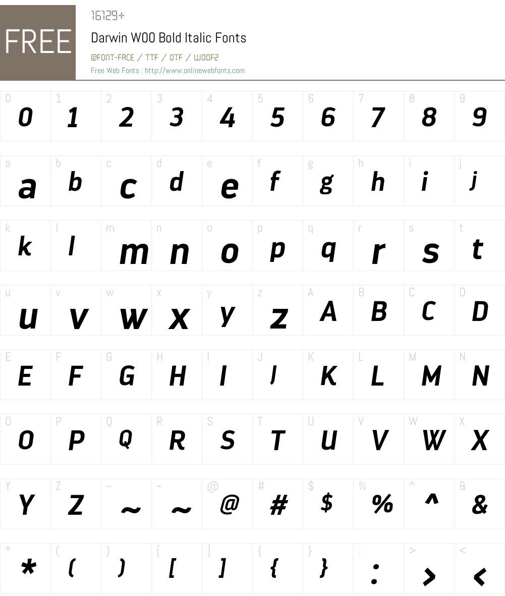 DarwinW00-BoldItalic Font Screenshots