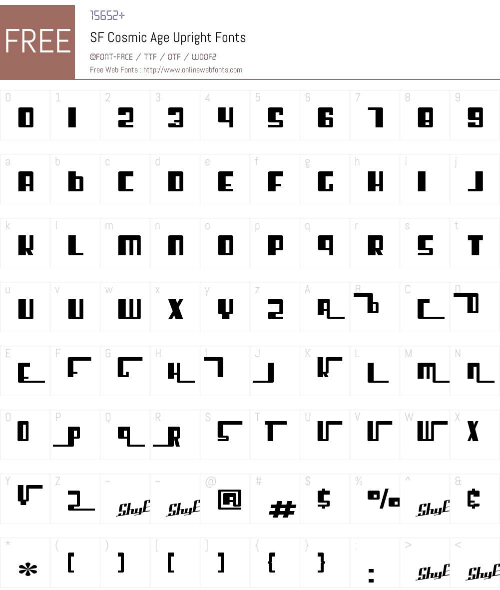 SF Cosmic Age Upright Font Screenshots