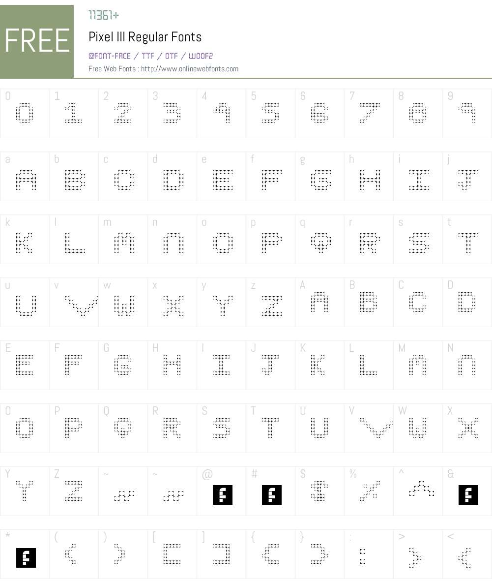 Pixel III Font Screenshots