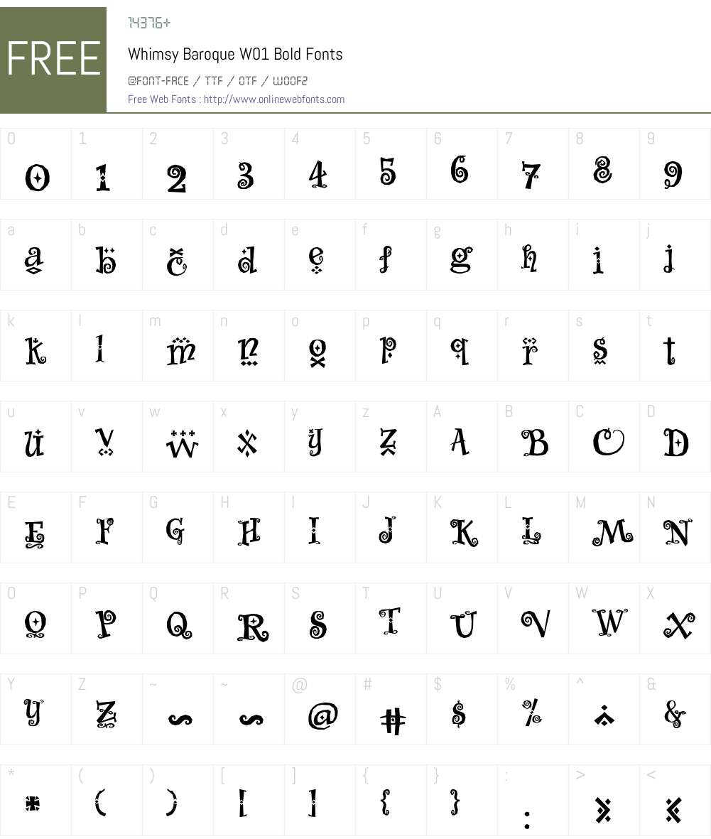 WhimsyBaroqueW01-Bold Font Screenshots