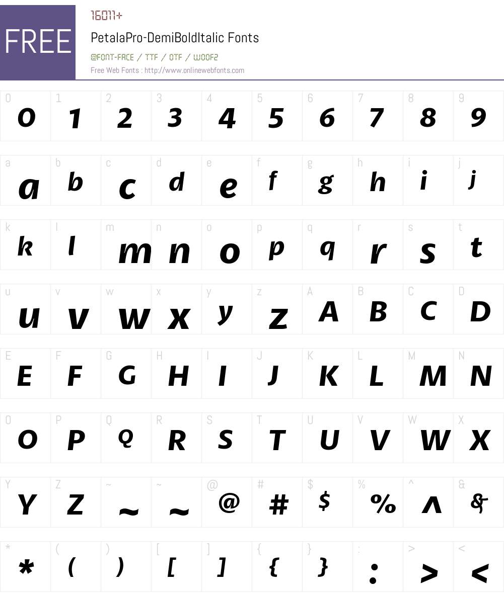 Petala Pro SemiBold Italic Font Screenshots