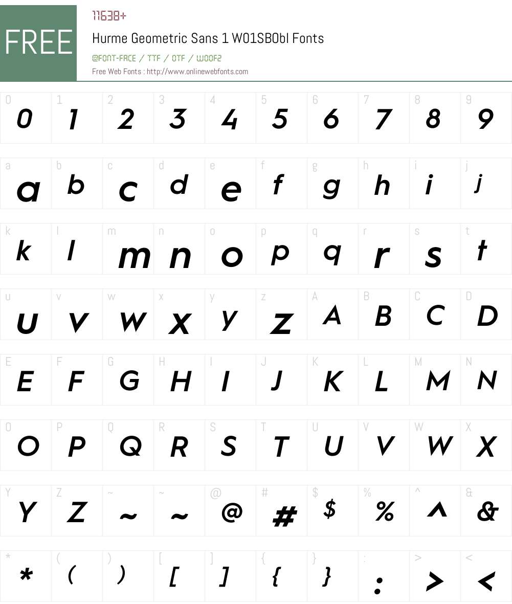 HurmeGeometricSans1W01-SBObl Font Screenshots