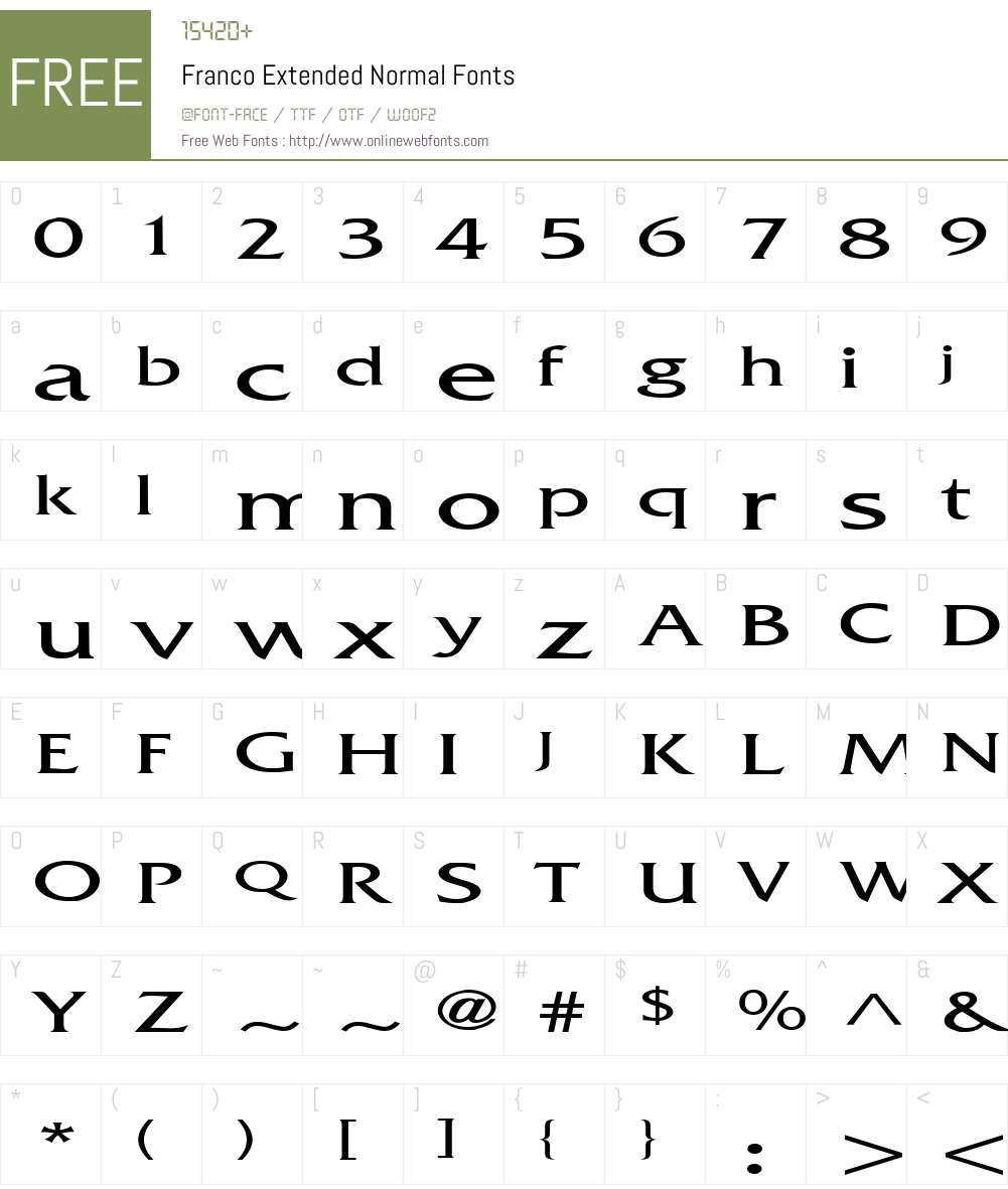 Franco Extended Font Screenshots