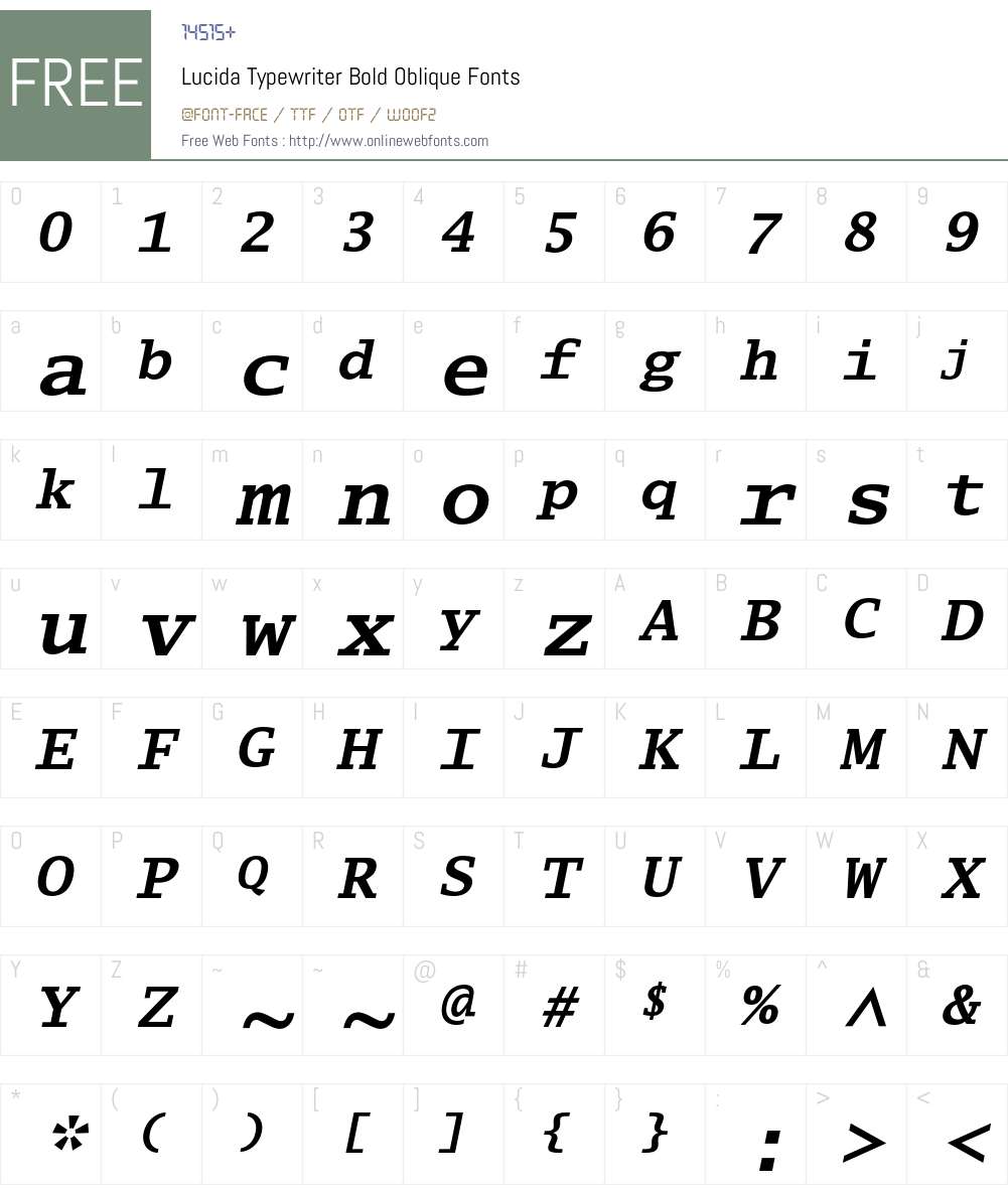 Lucida Typewriter Font Screenshots