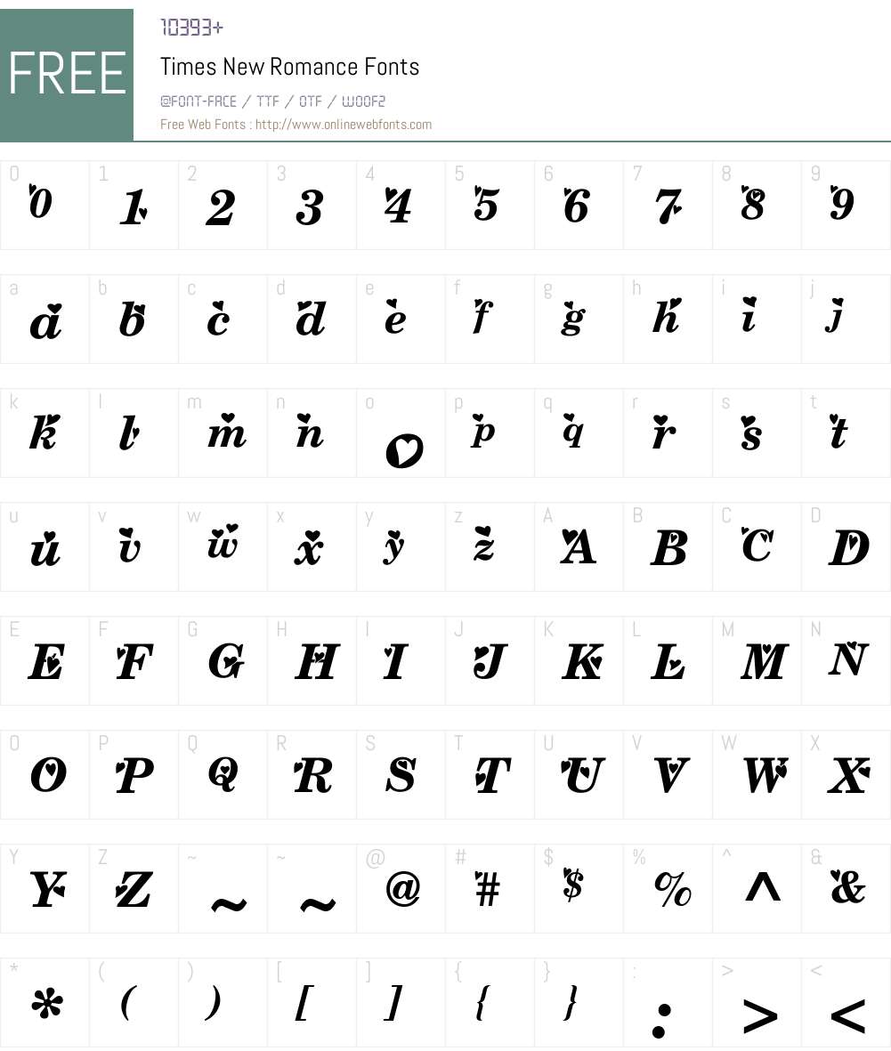 Times New Romance Font Screenshots