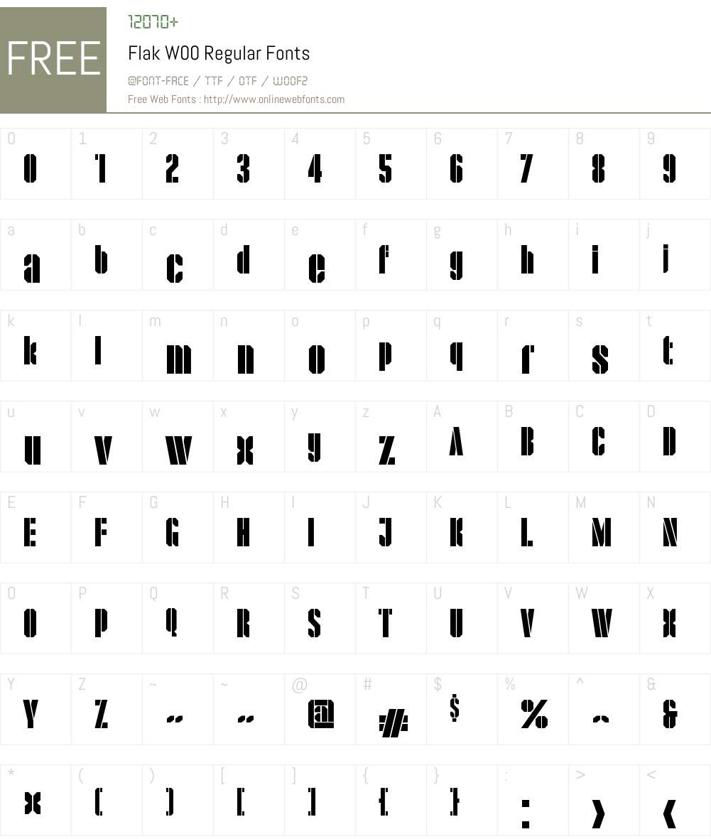 FlakW00-Regular Font Screenshots