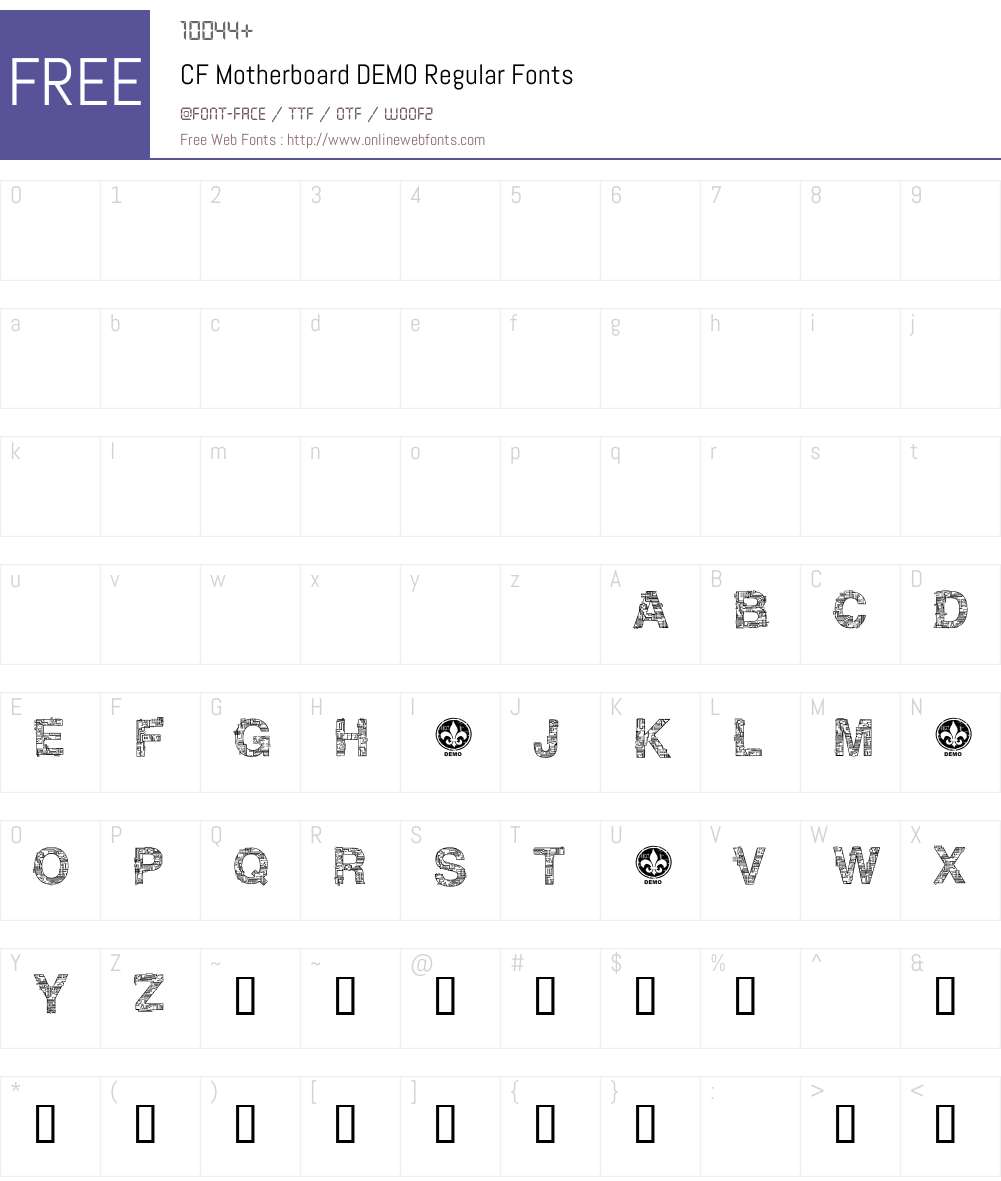 CF Motherboard DEMO Font Screenshots