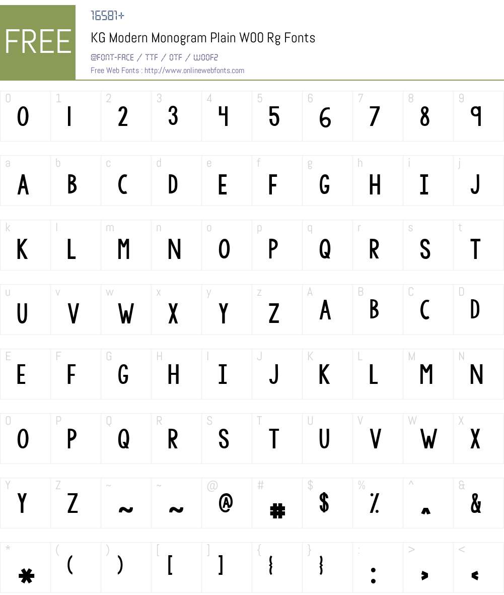 KGModernMonogramPlainW00- Font Screenshots