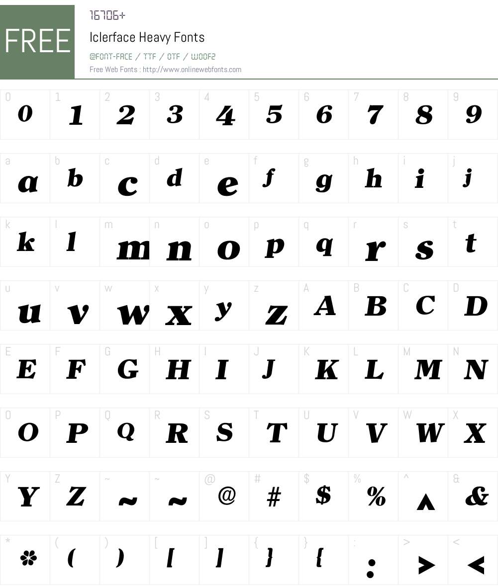Iclerface Font Screenshots